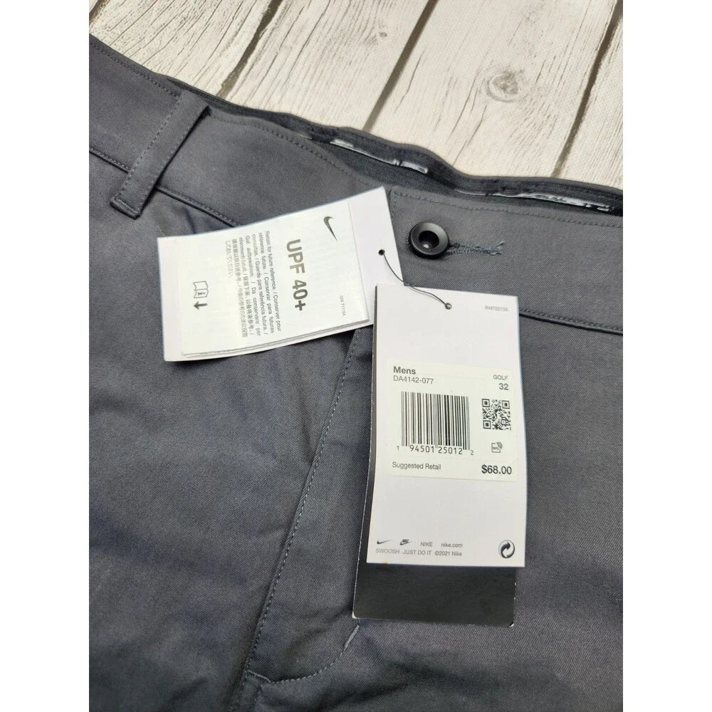 Nike Standard Fit Mens M 32 Dark Smoke Gray Chino Golf Shorts UPF-40+ DA4142-077